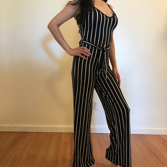 •RESTOCKED• Striped Tie Waist Jumpsuit - Picture 2 of 8